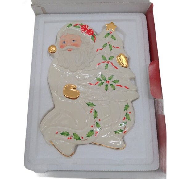 Lenox Holiday Santa Collection Trivet Ivory Bone China 1999 New Christmas Party - Picture 1 of 8
